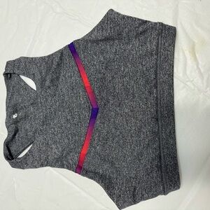 Fabletics Gray Sports Bra with Red and Purple Accents